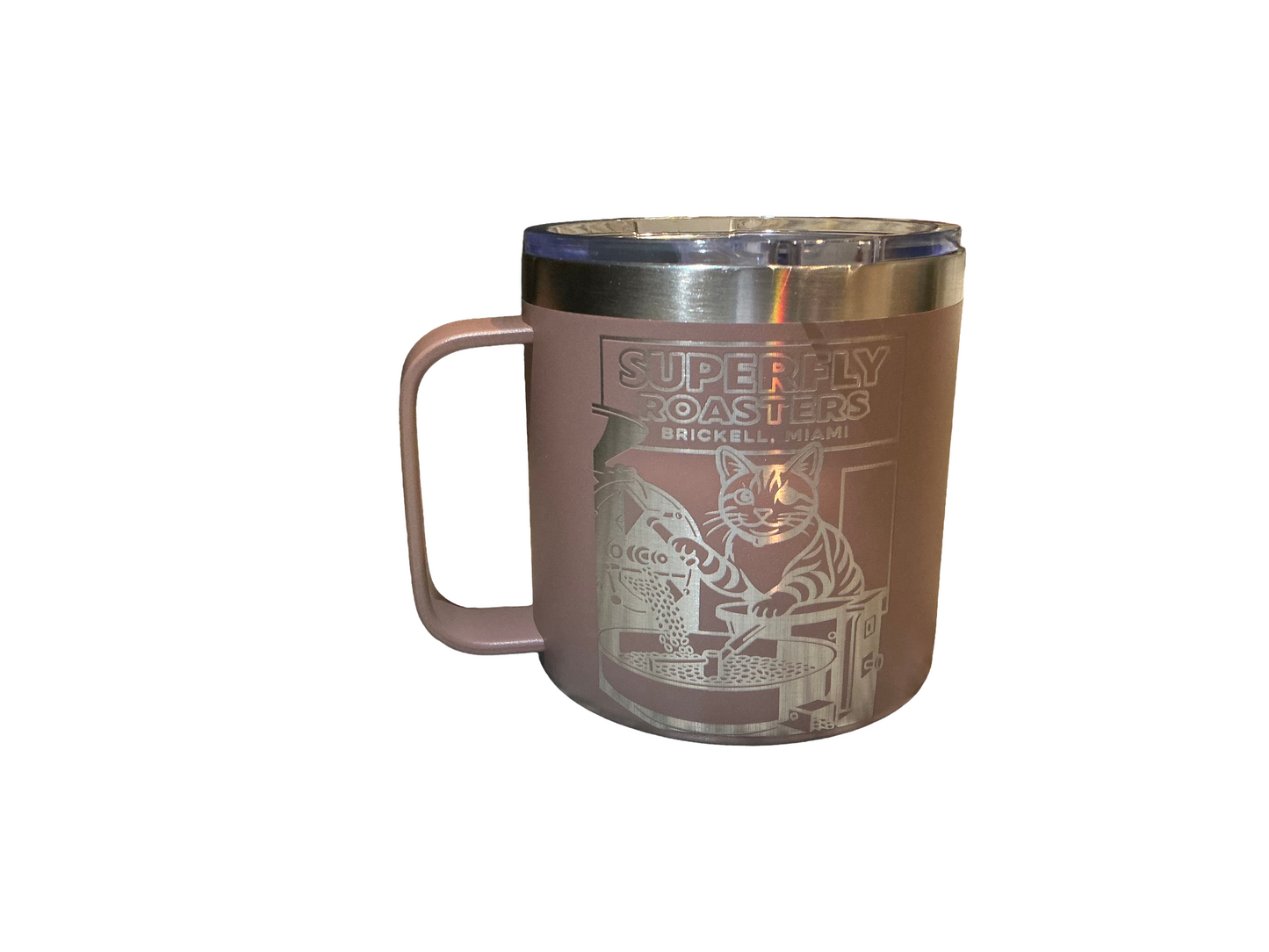 14oz Superfly_Roasters “Superfly Cat” coffee mug tumbler